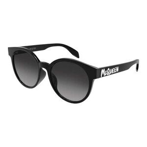 NEW ALEXANDER MCQUEEN SUNGLASSES AM0349SA 001 BLACK WOMEN ROUND EYEWEAR